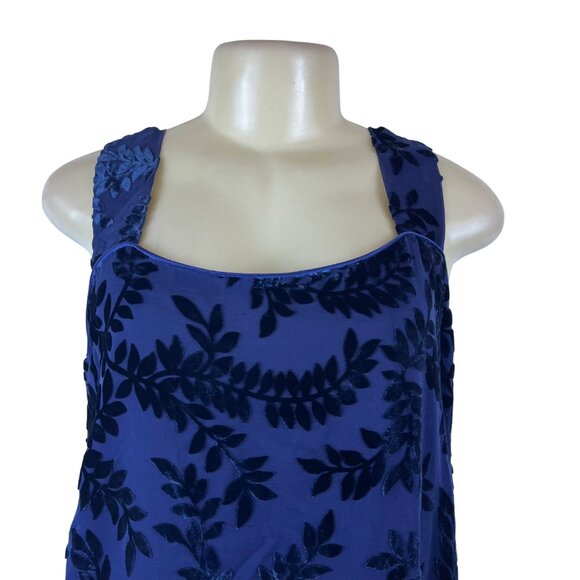 Sara Mique Three-Piece Set Women's Blue Velvet Leaf Patterned Size L - Picture 12 of 16